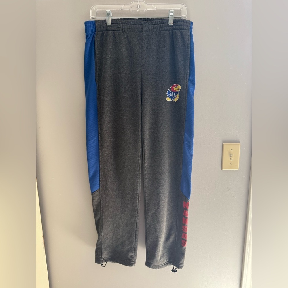 Colosseum Kansas Jayhawks Sweatpants Men’s SZ M Heathered Grey Logo Pockets